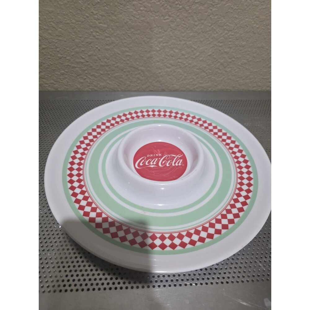 Gibson 12" Coca-Cola Collectible Melamine Chip & Dip Tray Plate Soda Shop Vtg